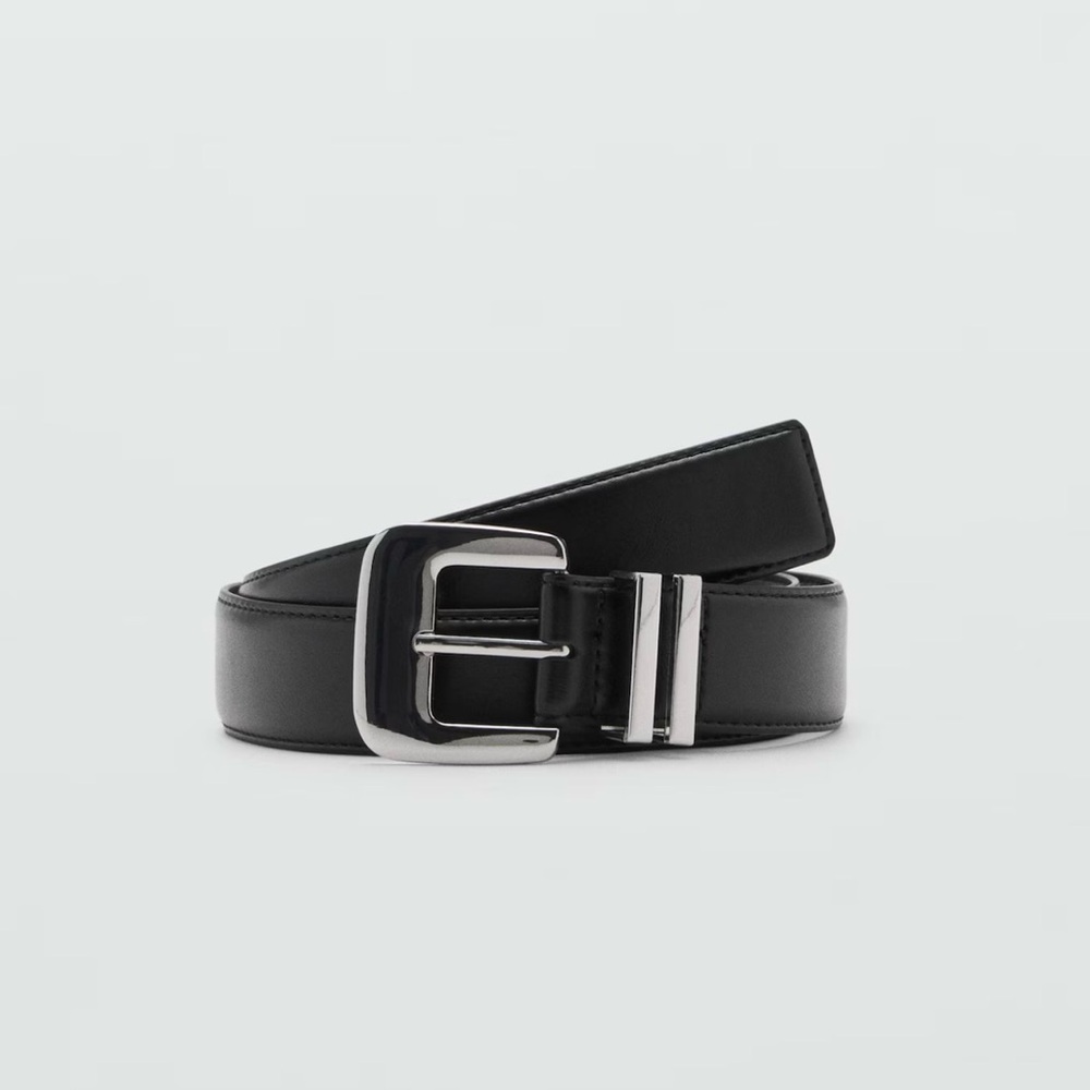 Mango - Women's Black Leather Belt